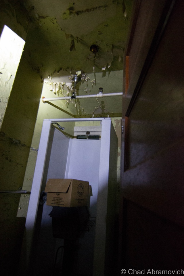 Much of the hospital is used for storage, making you feel claustrophobic as you wonder around the halls and rooms inside. Underneath mounds of various items, original features can still be seen. 